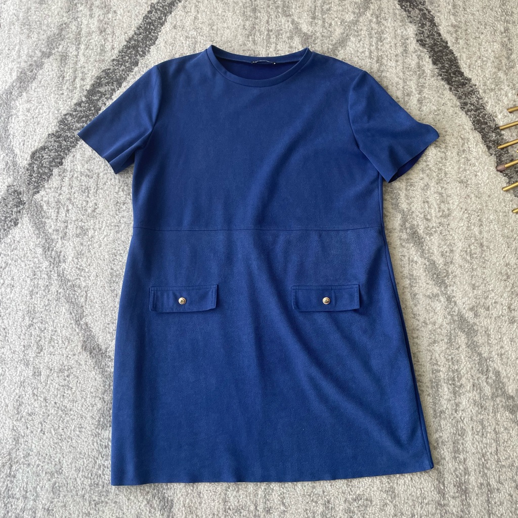 Zara Blue Faux Suede Dress